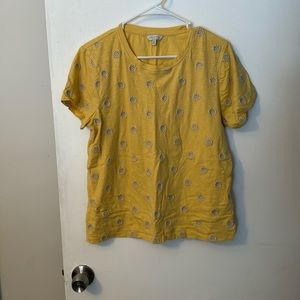 Lucky Brand yellow embroidered top size XL